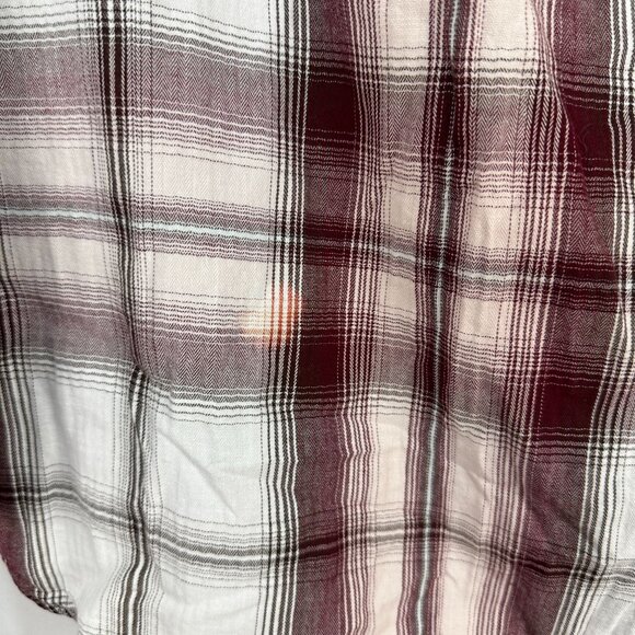 Ava & Viv Burgundy White Plaid Button Down Shirt Plus Size 3X Long Sleeve - Picture 2 of 5